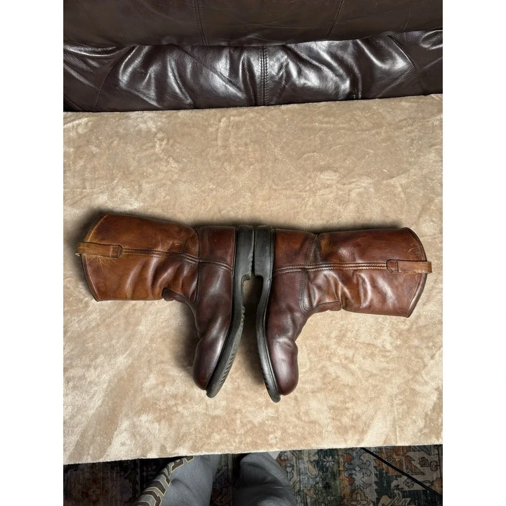 Vintage Red Wing SuperSole Steel Toe Lined Brown Leather Boots 9.5 D USA